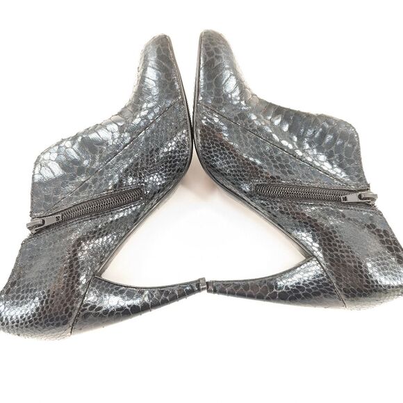 Sam Edelman Whitley Black Pointy Toe Snakeskin Embossed Ankle Bootie Size 8 - Picture 4 of 9